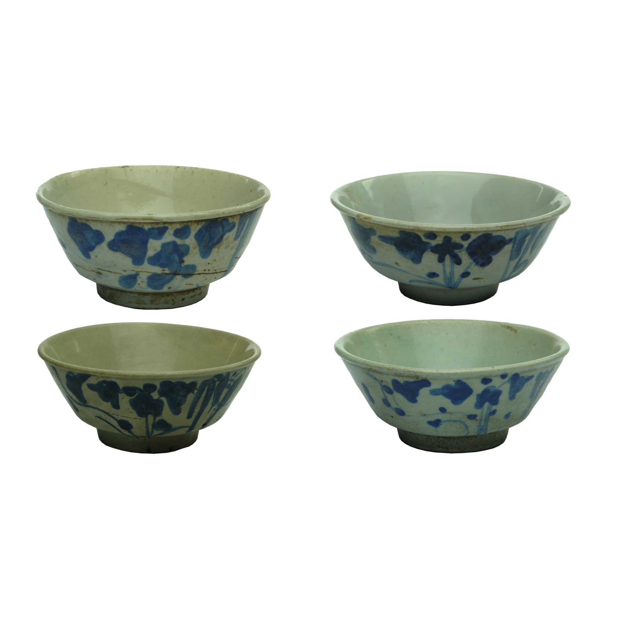 Chinese. Four Blue and White Chinese Bowls. (China)