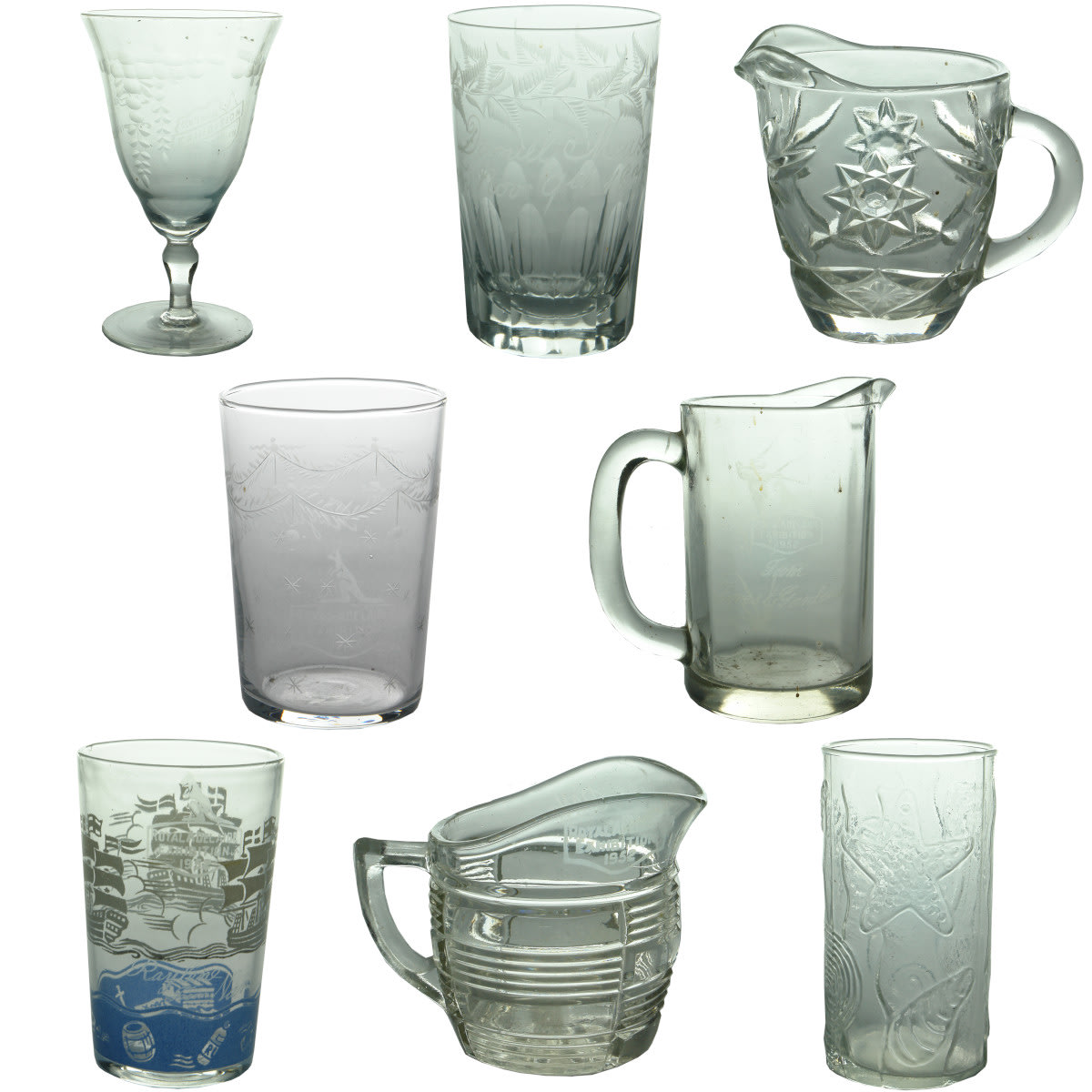 8 Pieces of Glassware. Various Adelaide Exhibition pieces and a couple of other decorative ones. (South Australia)