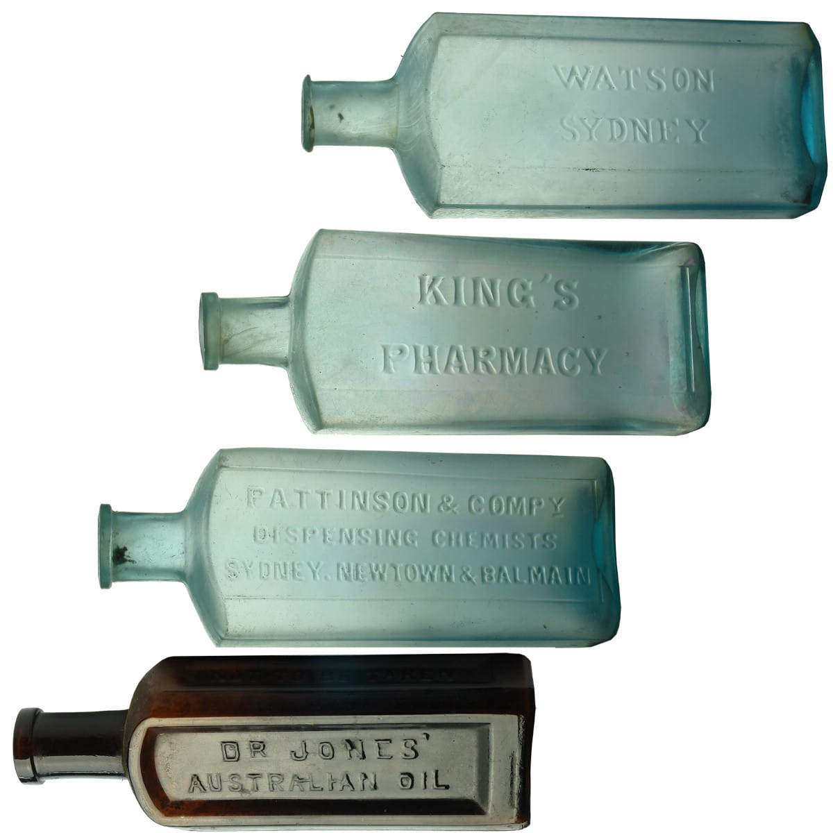 4 Interesting Chemists: Watson, Sydney; King's Pharmacy; Pattinson & Co Sydney, Newtown & Balmain; Dr Jones Australian Oil. (New South Wales)