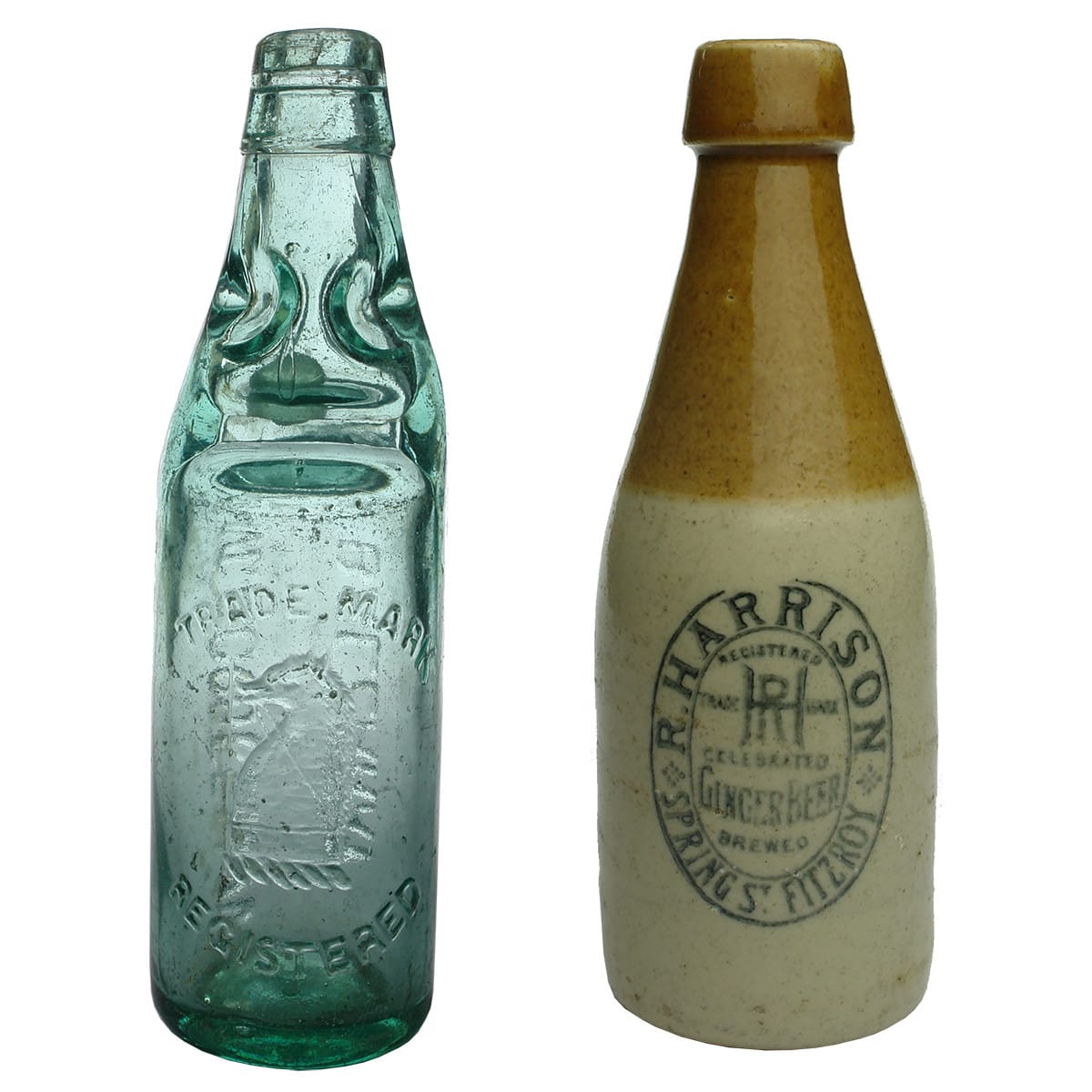 2 Bottles: R. M. Goodfellow Ballarat Codd; R. Harrison, Fitzroy Ginger Beer. (Victoria)