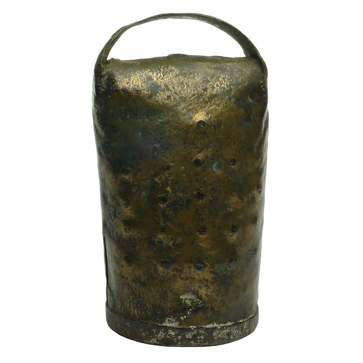 Cow Bell. Early European Brass & Iron Cow Bell.