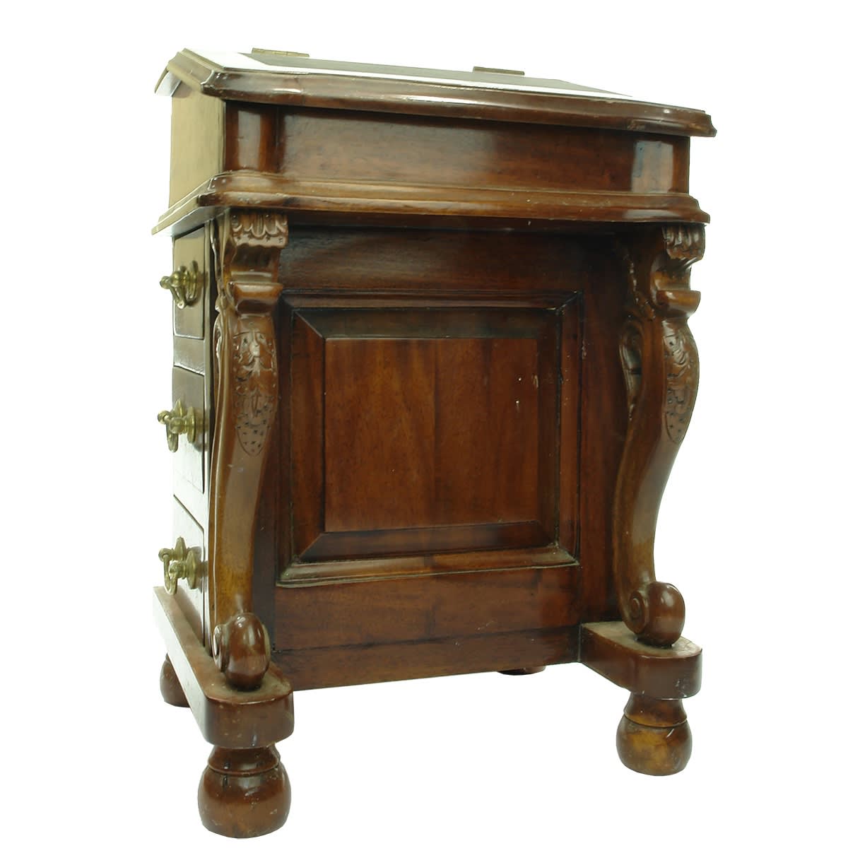 Miscellaneous. Magnificent Apprentice Piece Hinged Top Desk with Multiple Drawers. 385 mm high.