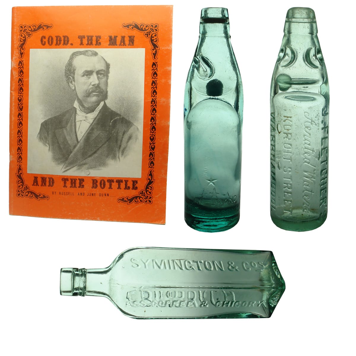 4 Items: Codd, The Man & The Bottle book; Star Brand Codd; Fletcher's Warrnambool Codd; Symington Coffee Essence.