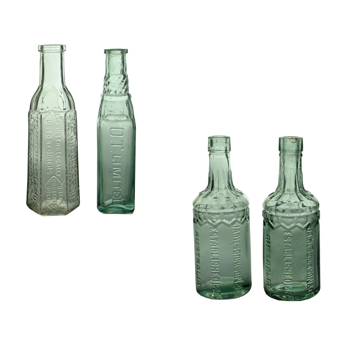 4 Sample Cordials: C. M. Brooke & Sons; 2 x James Dickson & Co; O. T. Limited.