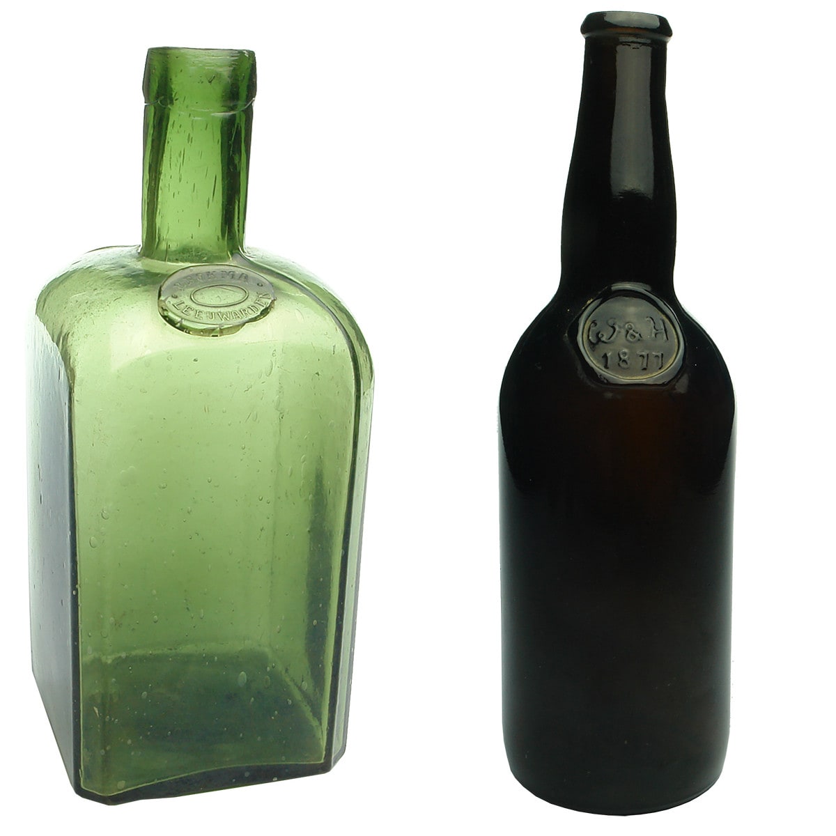2 Liquor bottles: P. Bokma Leeuwarden seal; Williams & Humbert sherry.