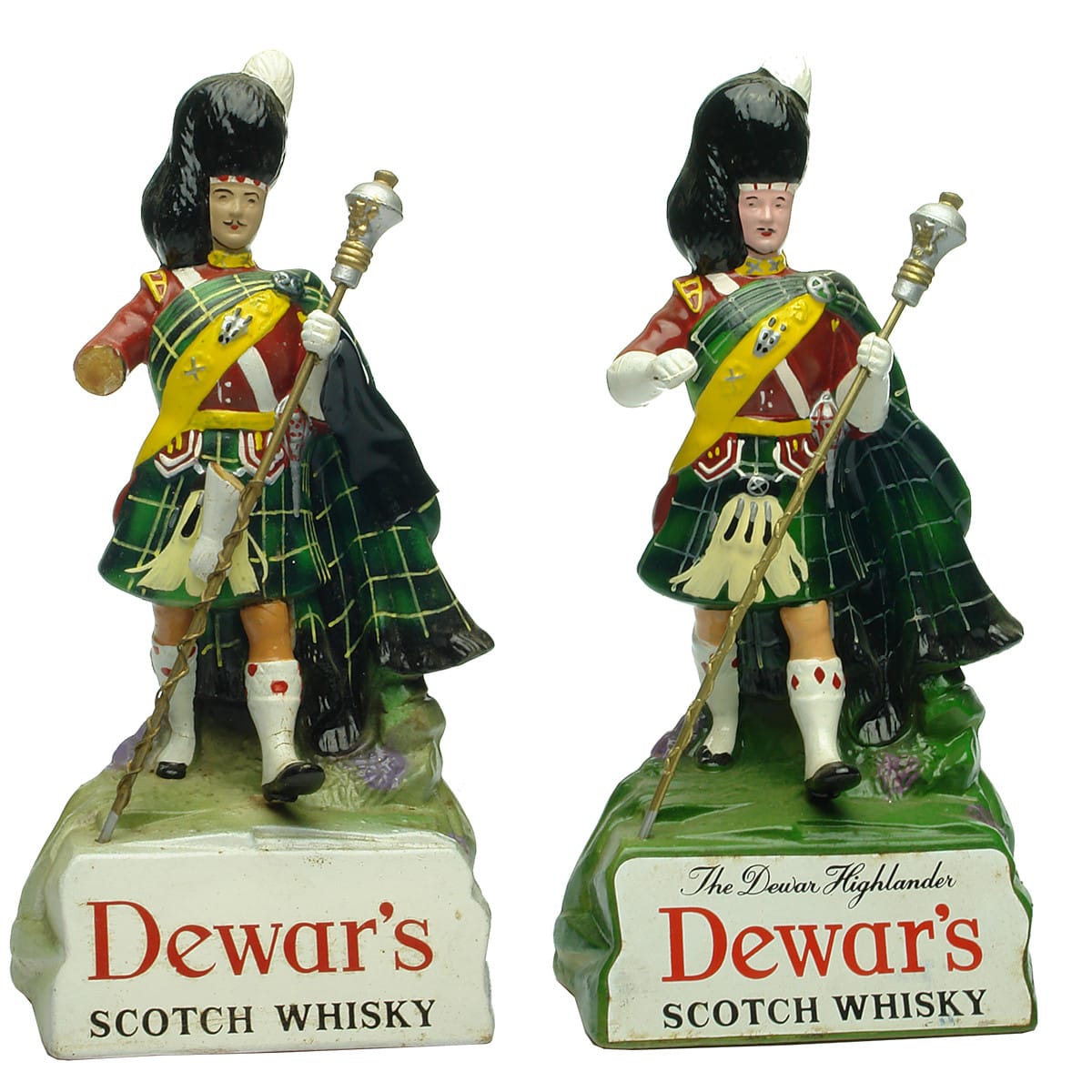 2 Dewar's Scotch Whisky Advertising Statues. The Dewar Highlander.