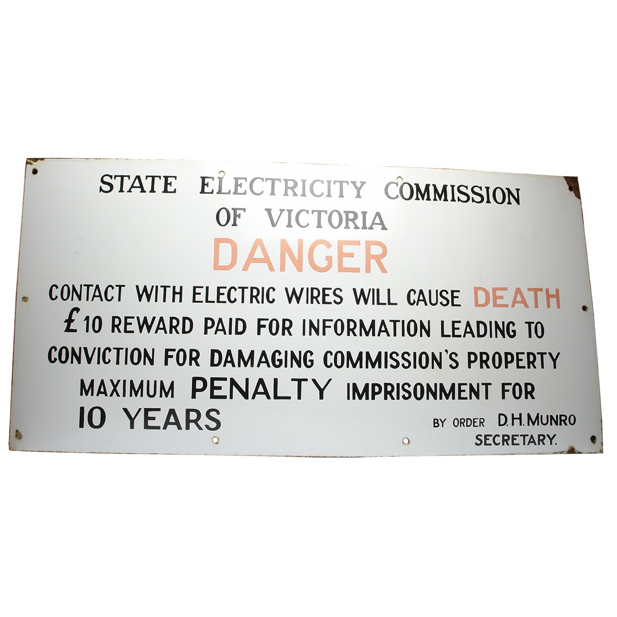 Enamel Sign. State Electricity Commission of Victoria. (Victoria)