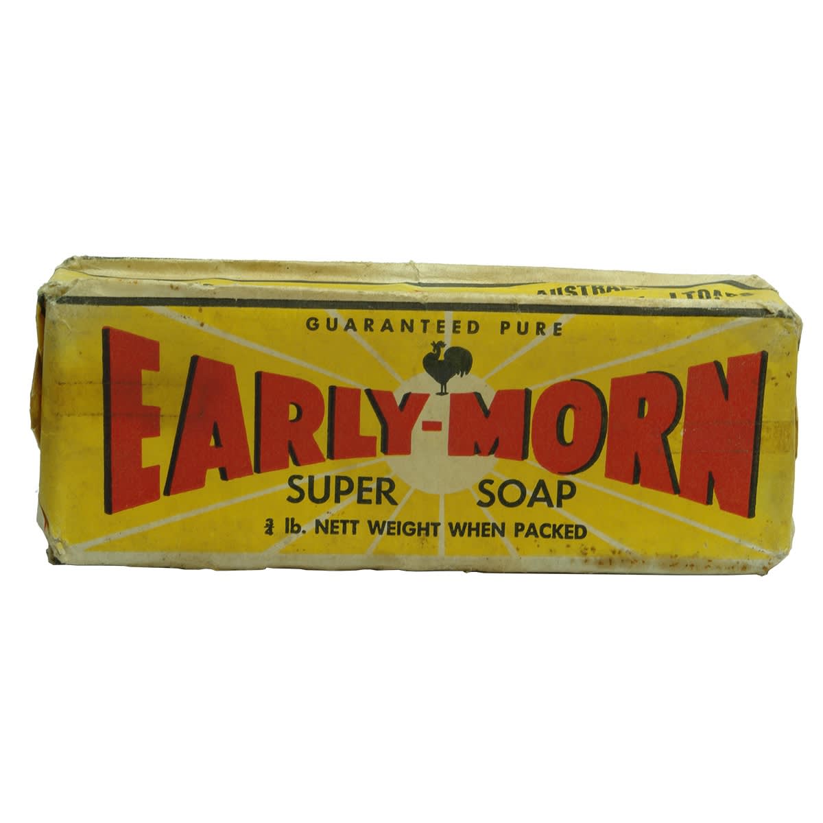 Original pack of Early Morn Super Soap. Australian Soaps Pty Ltd