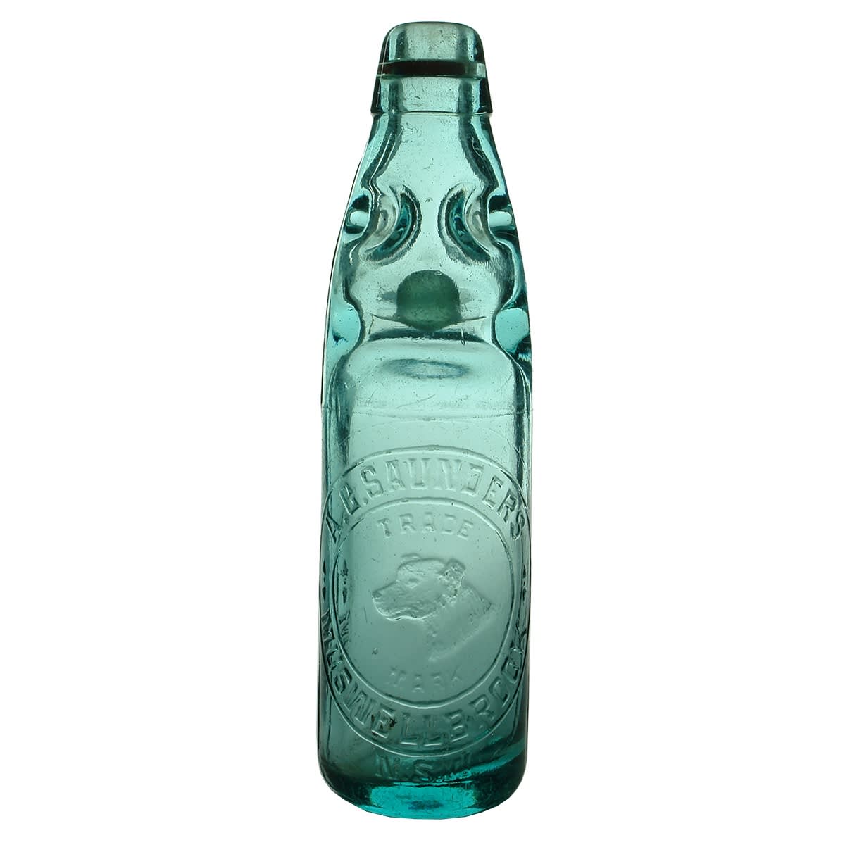 Codd. A. G. Saunders, Muswellbrook. Dogs Head. Blue Aqua. Dobson. 10 oz. (New South Wales)