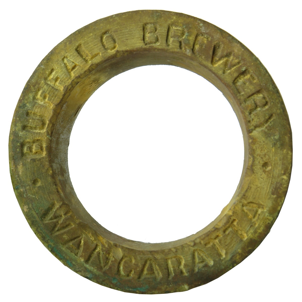 Brass Beer Barrel Bung surround. Buffalo Brewery, Wangaratta. (Bryant & Sheil Bros., Victoria)