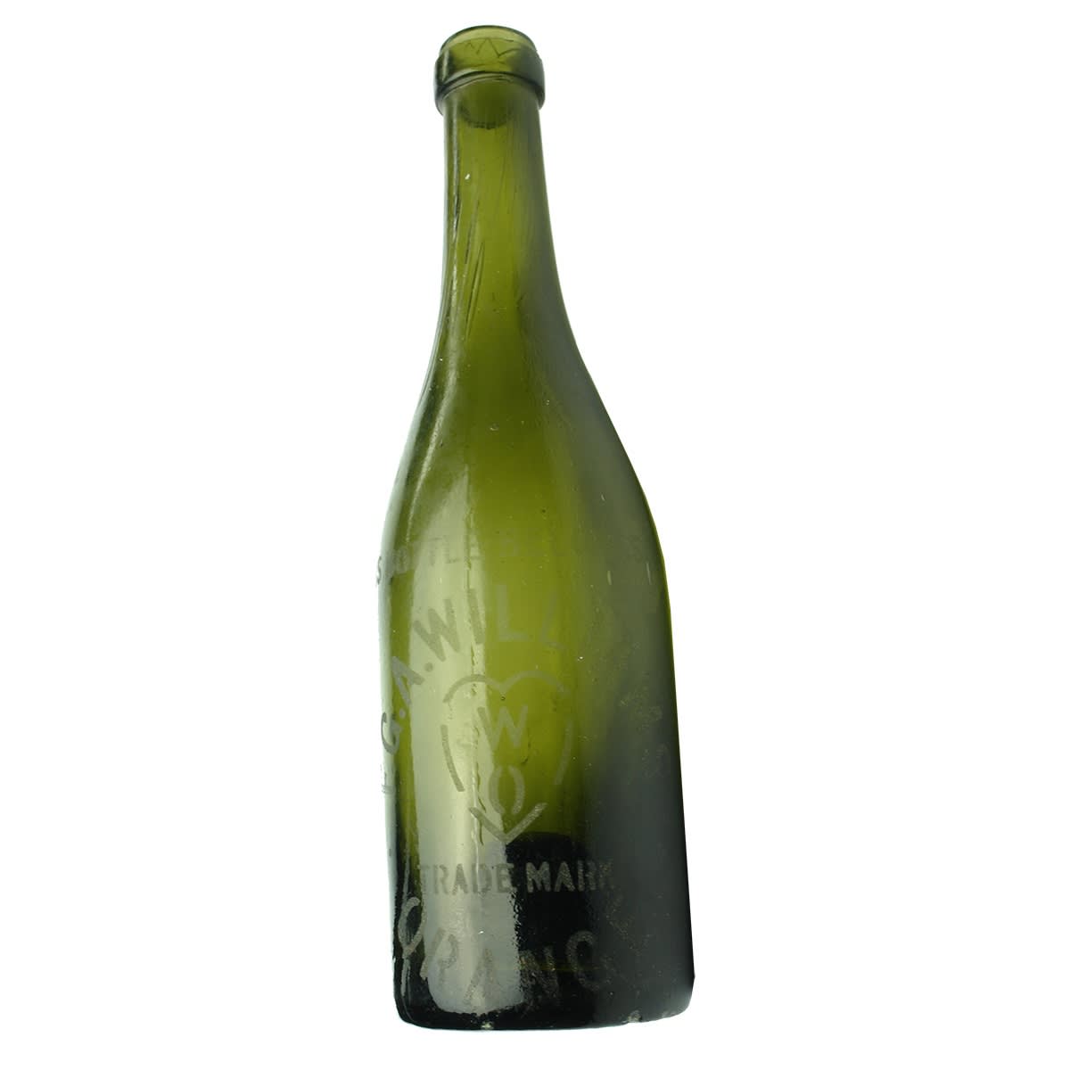 Beer. F. G. A. Williams, Orange. Sand Blasted. Ring Seal. Green. 13 oz. (New South Wales)