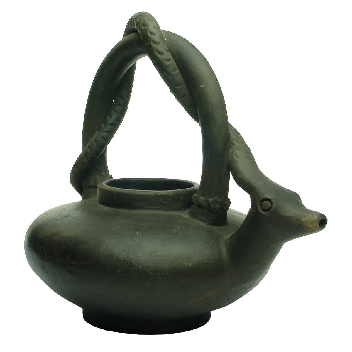 Teapot. Chinese? Snake as part of the handle. Some sort of ceramic?