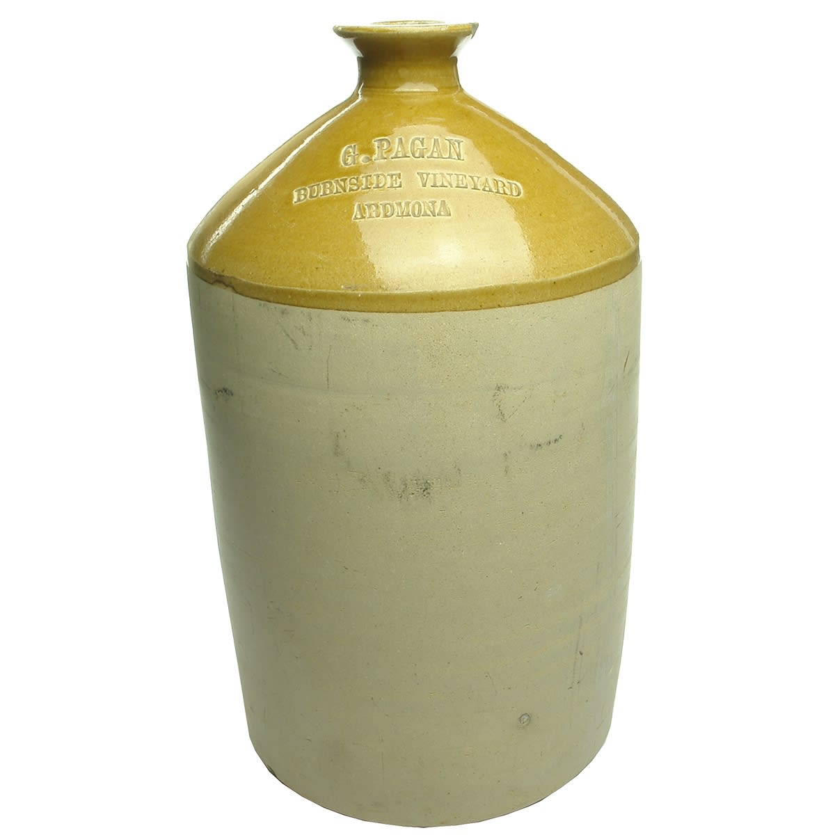 Demijohn. G. Pagan, Burnside Vineyard, Ardmona. 2 Gallon. (Victoria)