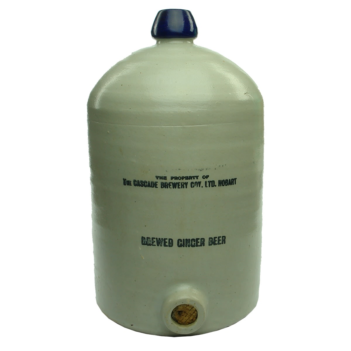 Demijohn. The Cascade Brewery Coy. Ltd., Hobart. Blue Lip. Handled. 2 Gallon. (Tasmania)