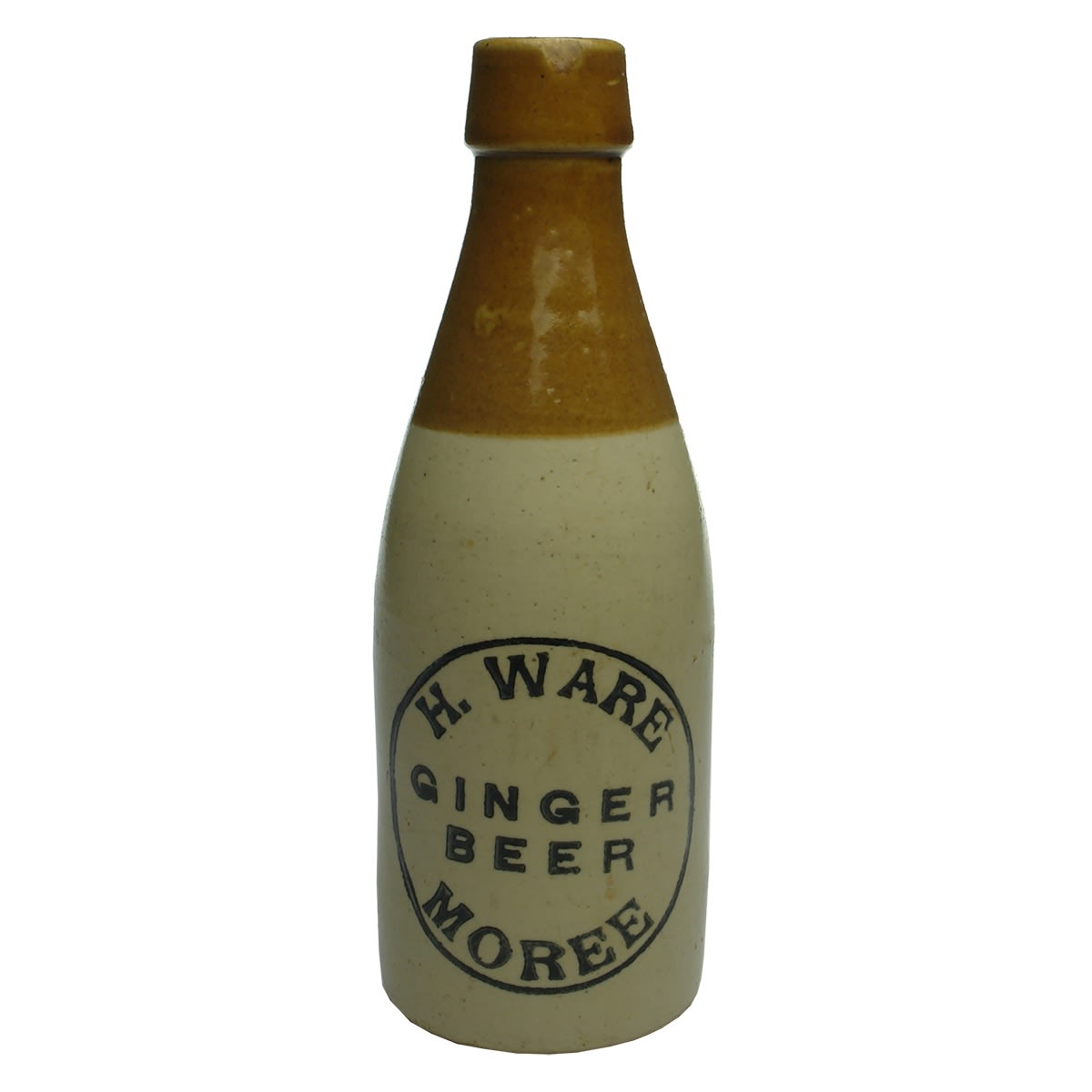 Ginger Beer. H. Ware, Moree. R. Fowler Sydney potter. Tan top. (New South Wales)
