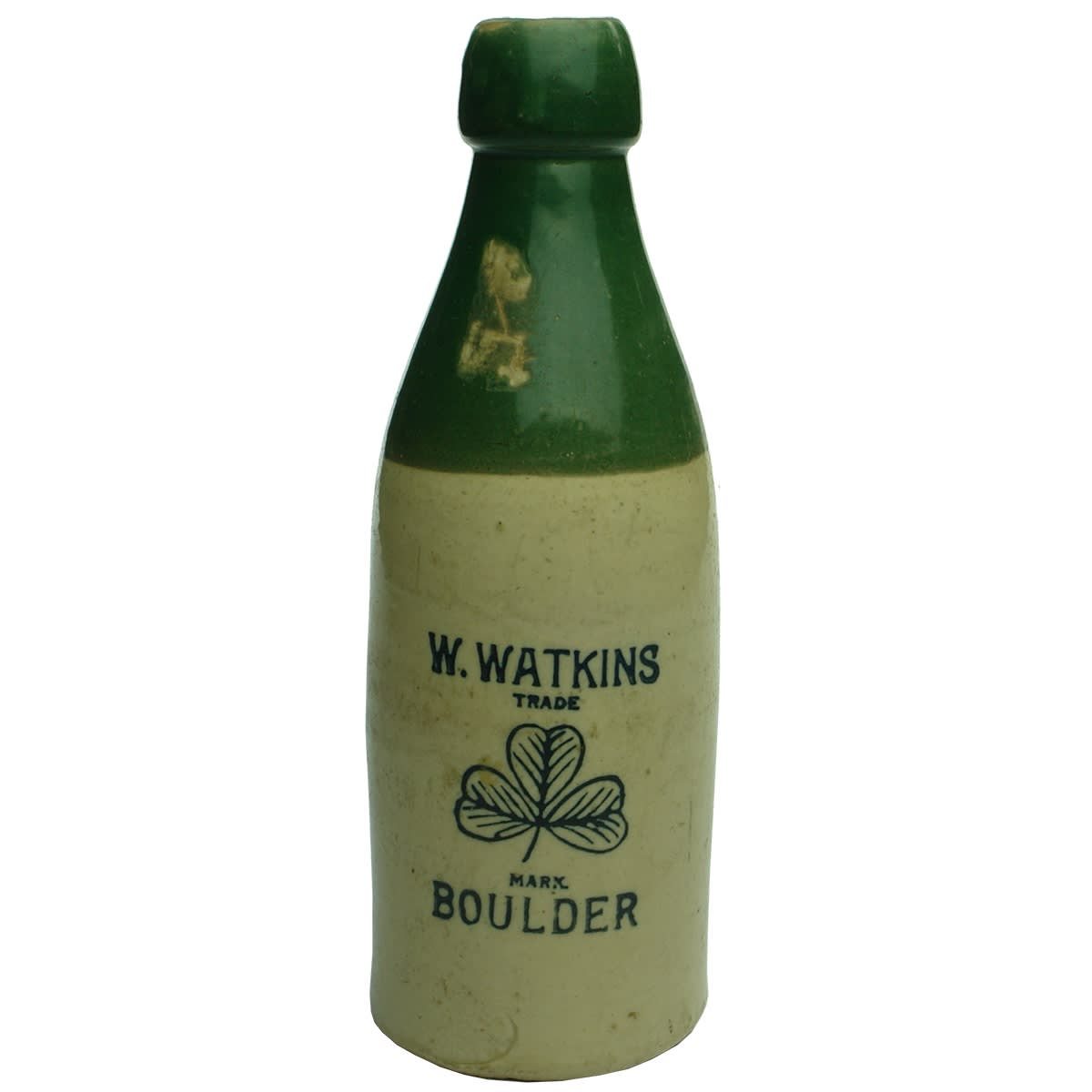 Ginger Beer. W. Watkins, Boulder. Champagne. Green Top. Price Bristol. (Western Australia)