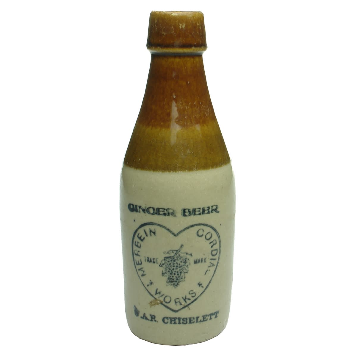 Ginger Beer. Merbein Cordial Works. W. A. R. Chiselett. Grapes. Champagne shape. (Victoria)