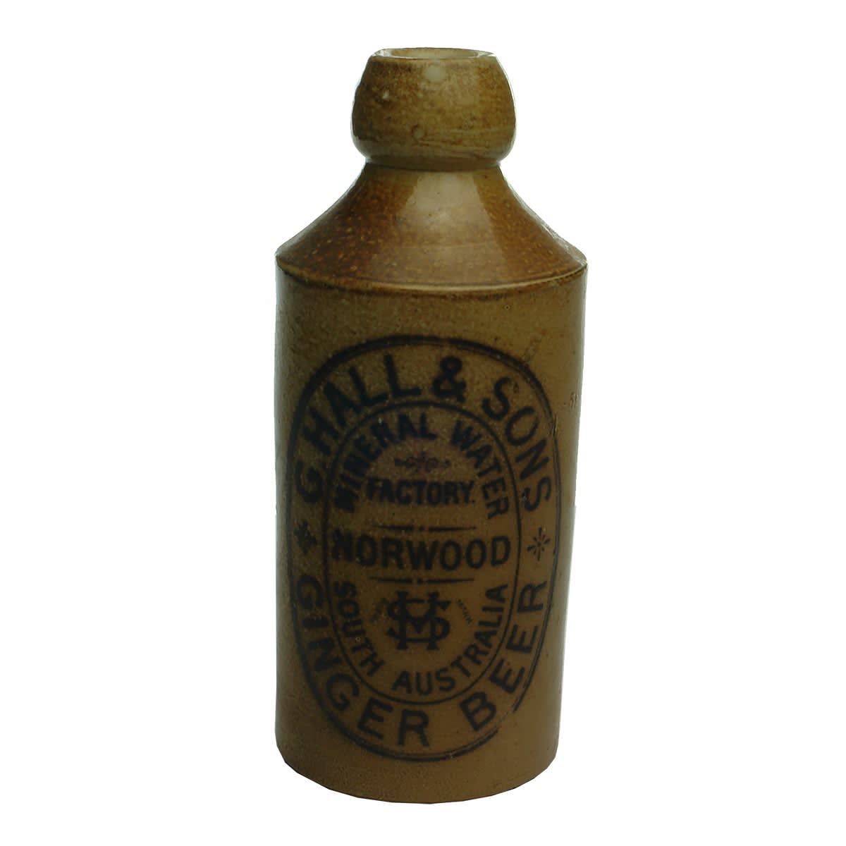 Ginger Beer. G. Hall & Sons, Norwood. Blob Top. Salt Glaze. Dump. (South Australia)