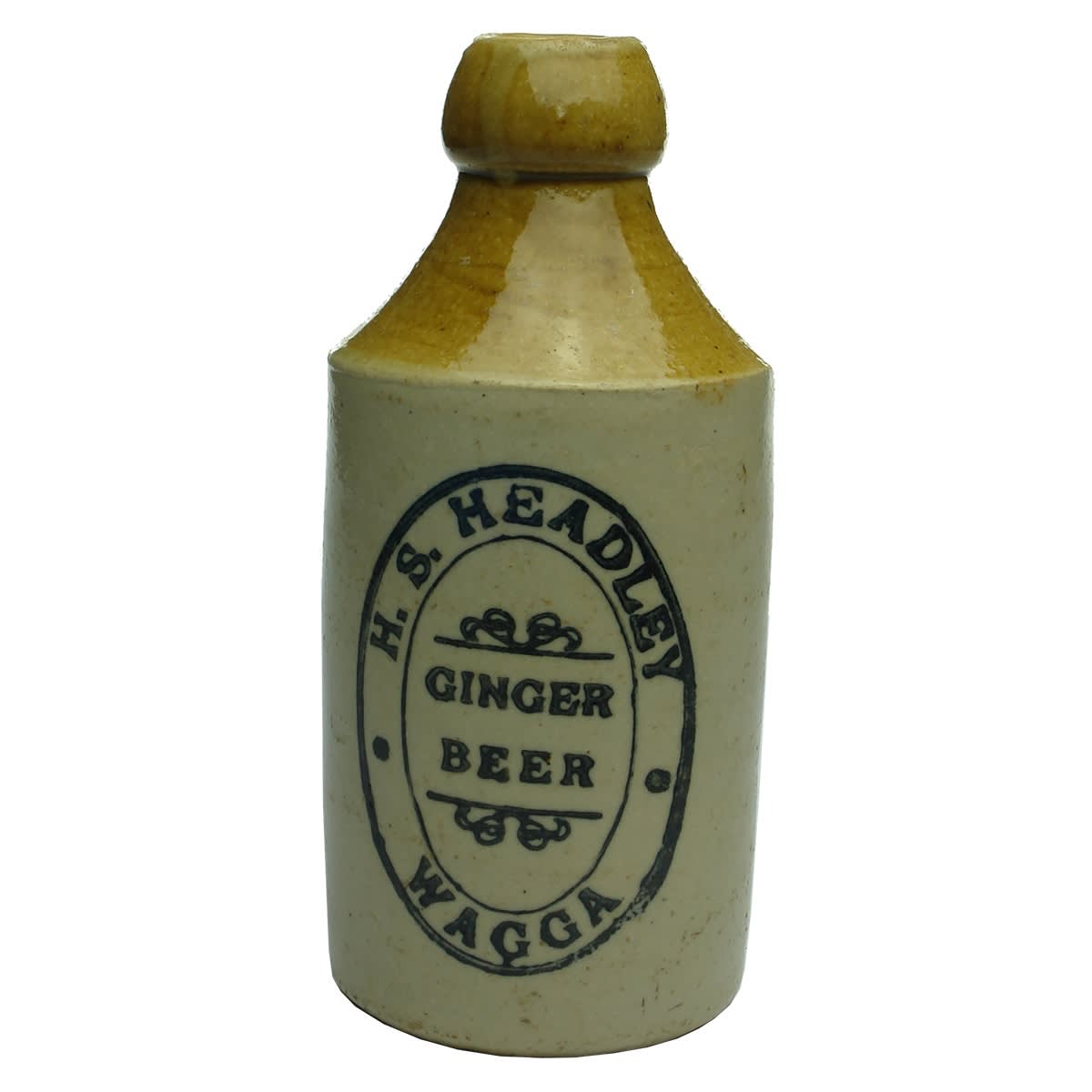 Ginger Beer. H. S. Headley, Wagga. Bendigo Pottery. (New South Wales)