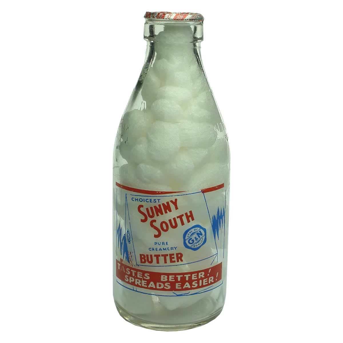 Ceramic Label Advertising Milk. Sunny South Butter. Gippsland & Northern. Milk Bottles Recovery. Pint. (Victoria)