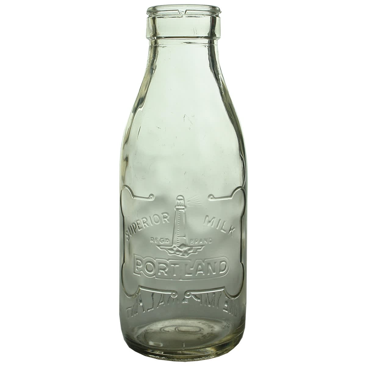 Milk. Portland Superior Milk. Lighthouse trade mark. Foil top. Pint. (Victoria)