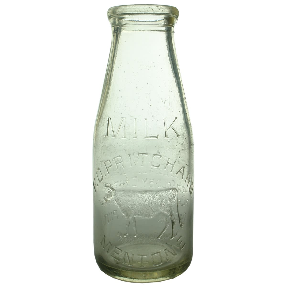 Milk. F. O. Pritchard, Mentone. Cow. Straighter neck type. Pint. Base Number: 366. (Victoria)