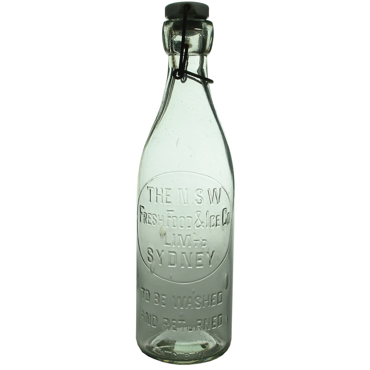 Milk. The NSW Fresh Food & Ice Co Ltd Sydney. Clear. Quart. SGBW. (New South Wales)