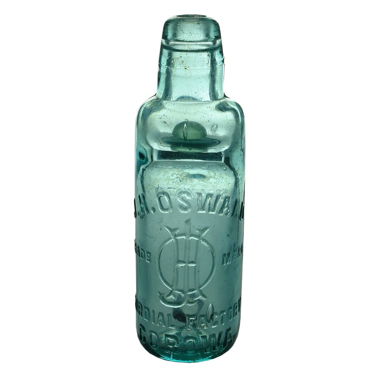 Codd. J. H. Oswald, Corowa. Soda Water. Blue Aqua. 6 oz. (New South Wales)
