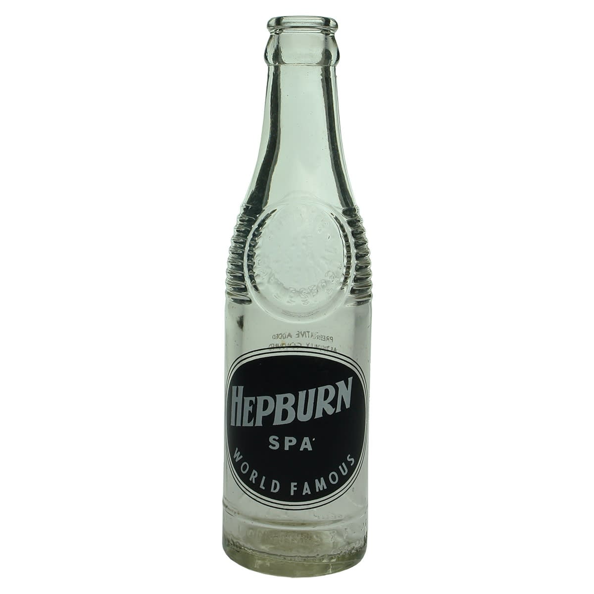 Ceramic Label Crown Seal. Hepburn Spa Daylesford World Famous. Hepburn Springs. Black Dot bullet type. (Victoria)
