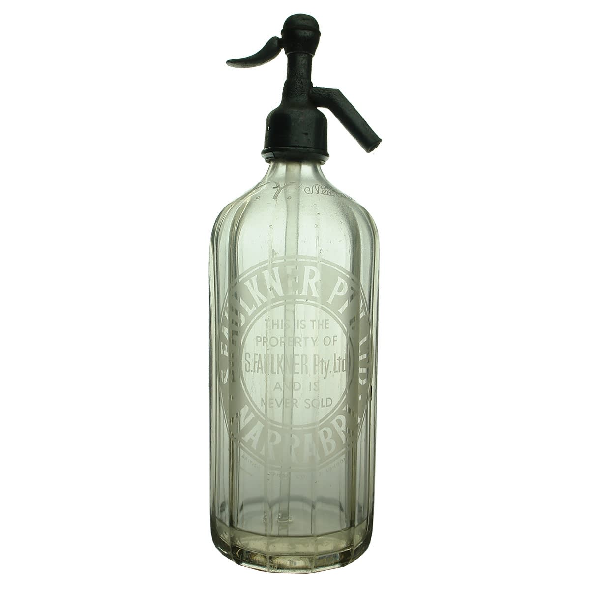 Soda Syphon. S. Faulkner Pty. Ltd. Narrabri. YY Newcastle etched in shoulder. (New South Wales)