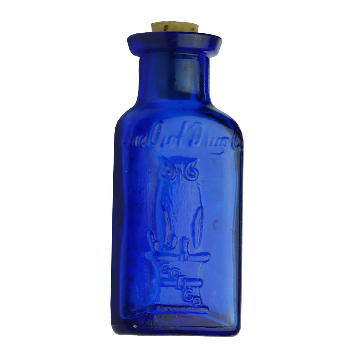 Poison. The Owl Drug Co. Two Wing. Triangular. Cobalt Blue. Smallest of eight in this auction. 69 mm. (USA)