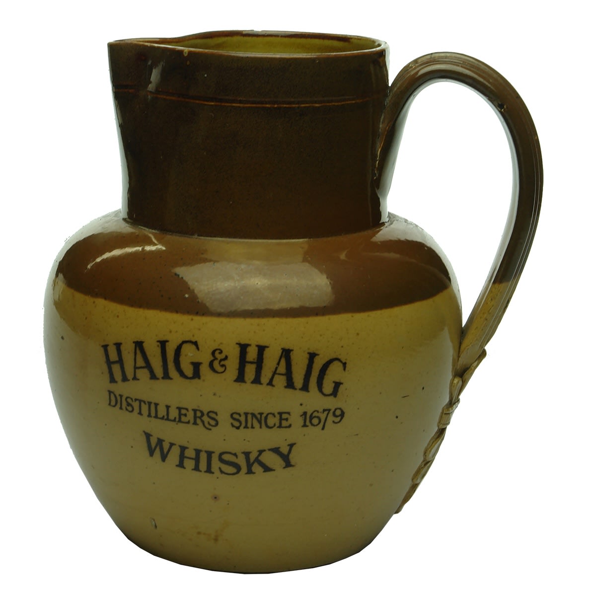 Whisky Water Jug. Haig & Haig Distillers since 1679 Whisky. Doulton & Co Ltd Lambeth.