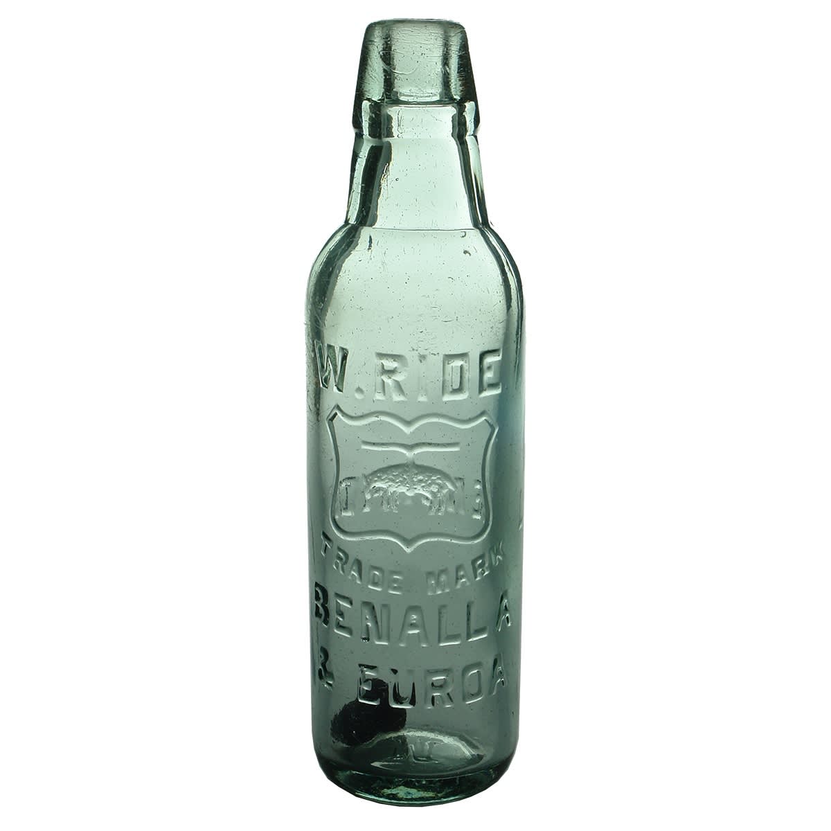 Lamont. W. Ride, Benalla & Euroa. Hanging Sheep / Golden Fleece. Aqua. 10 oz. (Victoria)