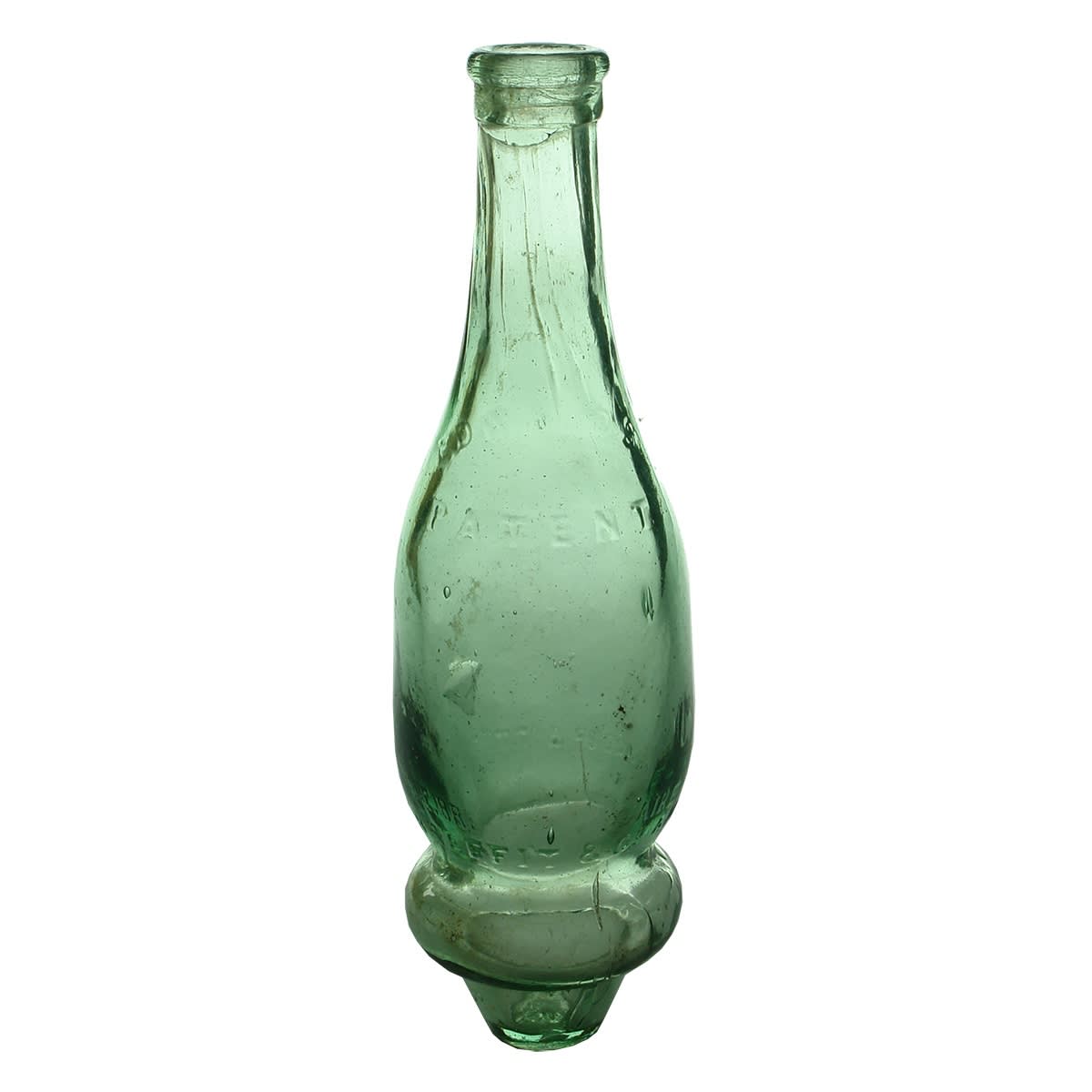 Patent. Edwards Patent. E. Breffit & Co Aire & Calder Bottle Works. Flat Foot Hamilton with Protruding Lower Body Ring. Aqua. 10 oz. (United Kingdom)