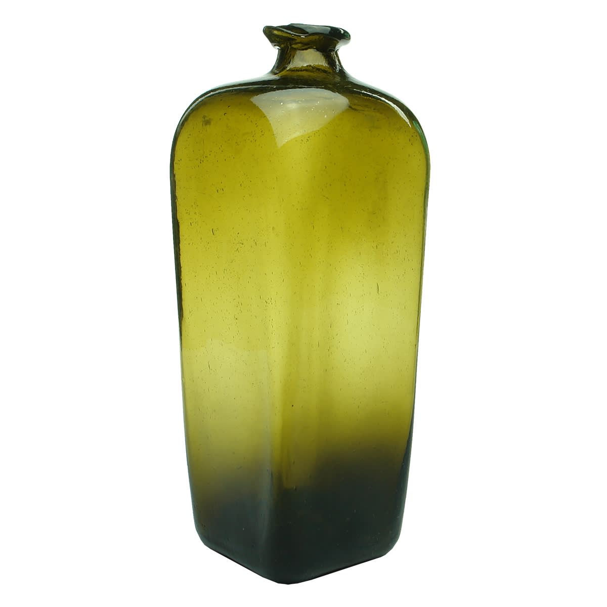 Early Glass. Flare Top Gin. Tube pontil. Black. c. 1780s.