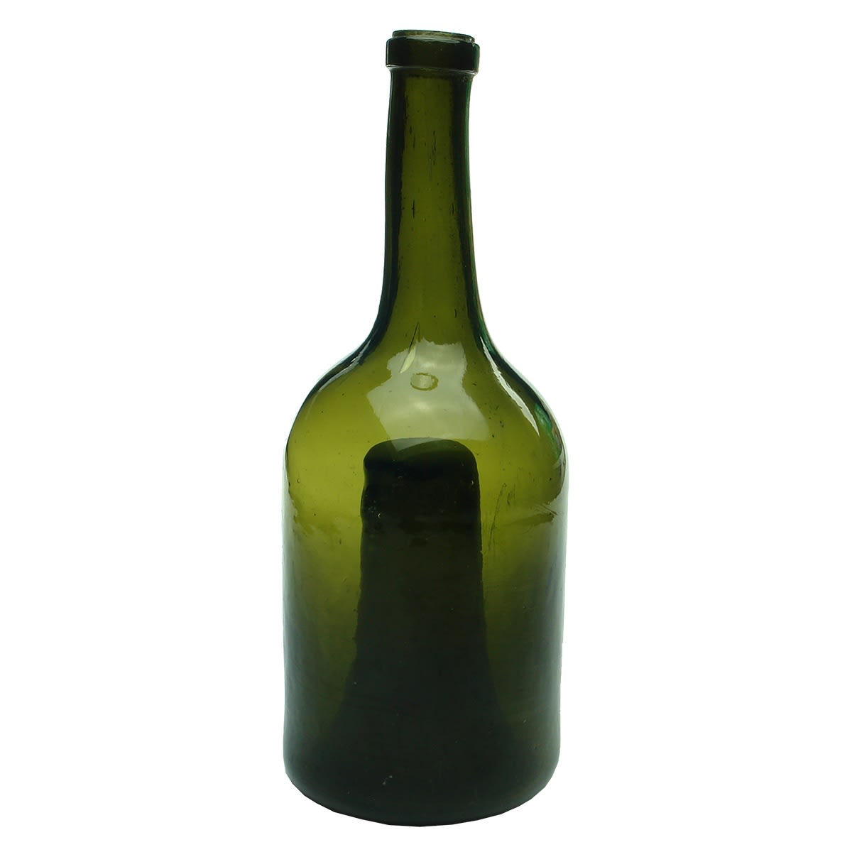 Early Glass. Long Neck "Cheat's" Bottle. Black. c. 1810s.