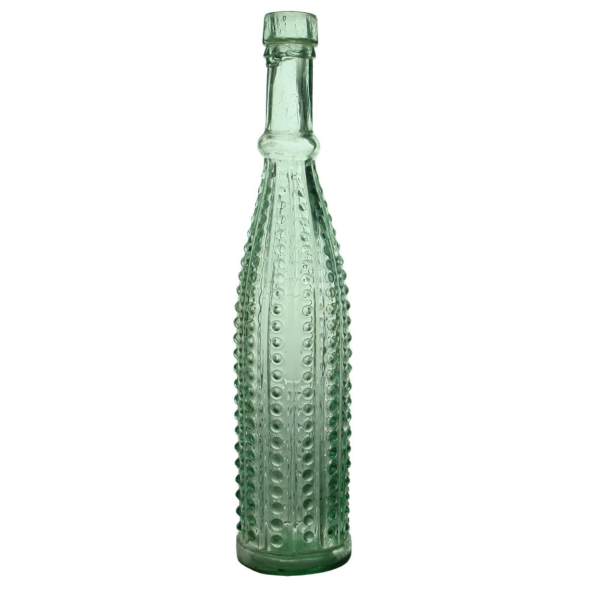 Salad Oil. 12 columns of raised dots. Rectangular label space. Aqua. 5 oz.