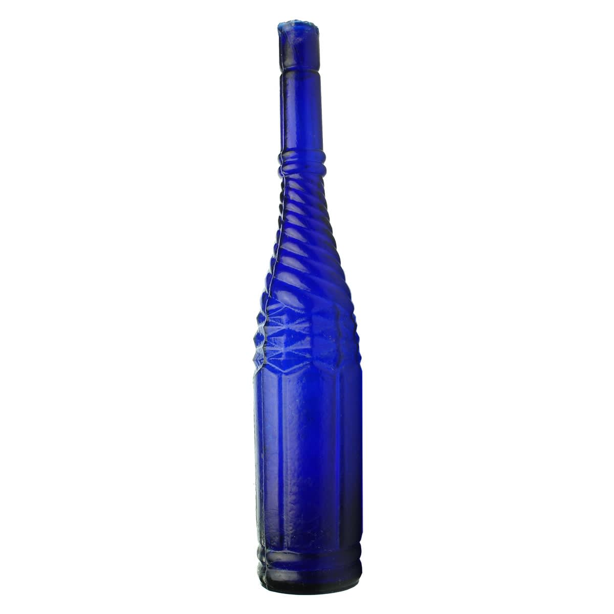 Salad Oil. Cobalt Blue Whirley Salad Oil. Shear Lip. 10 oz. 286 mm.