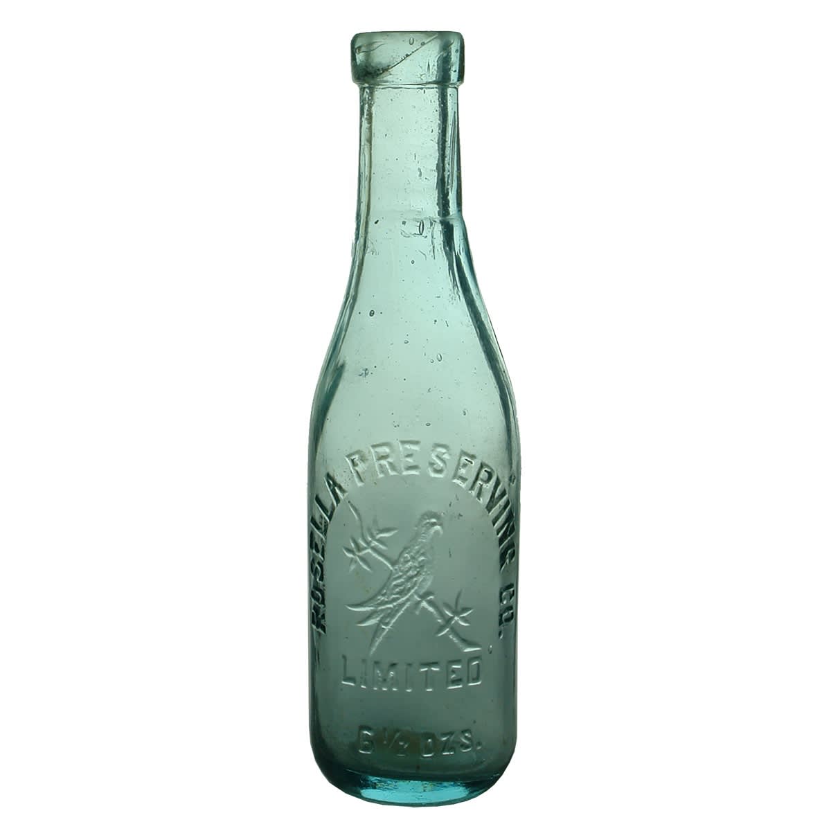 Sauce. Rosella Preserving Co. Limited, Rosella trade mark. Aqua. 6 1/2 oz. (Victoria)