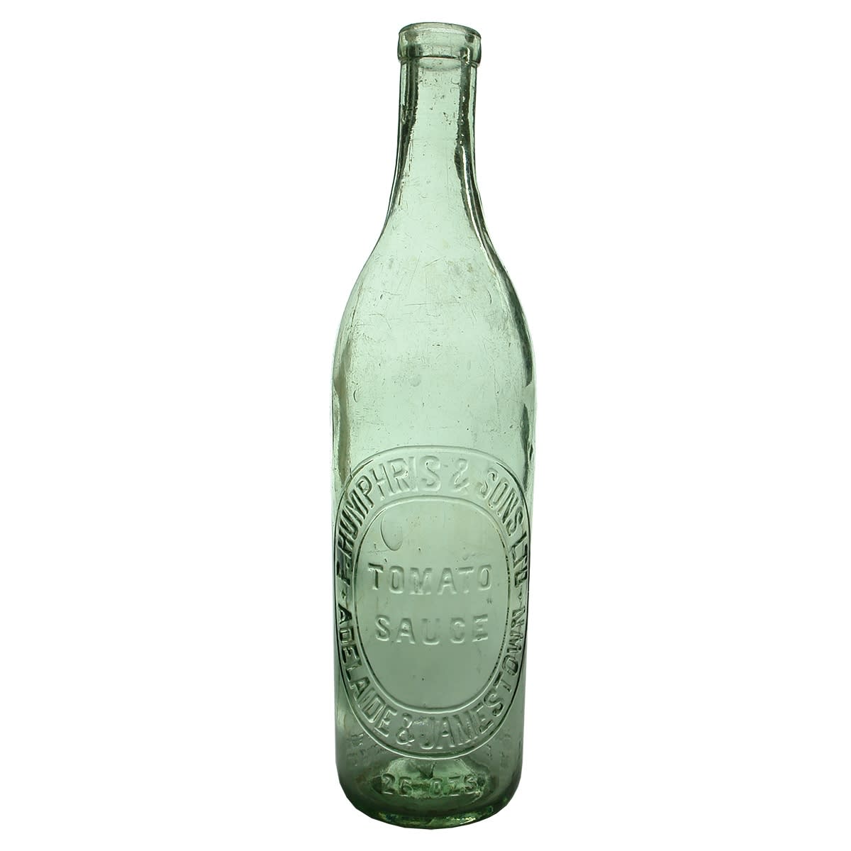 Sauce. F. Humphris & Sons Ltd., Adelaide & Jamestown. Aqua. 26 oz. (South Australia)