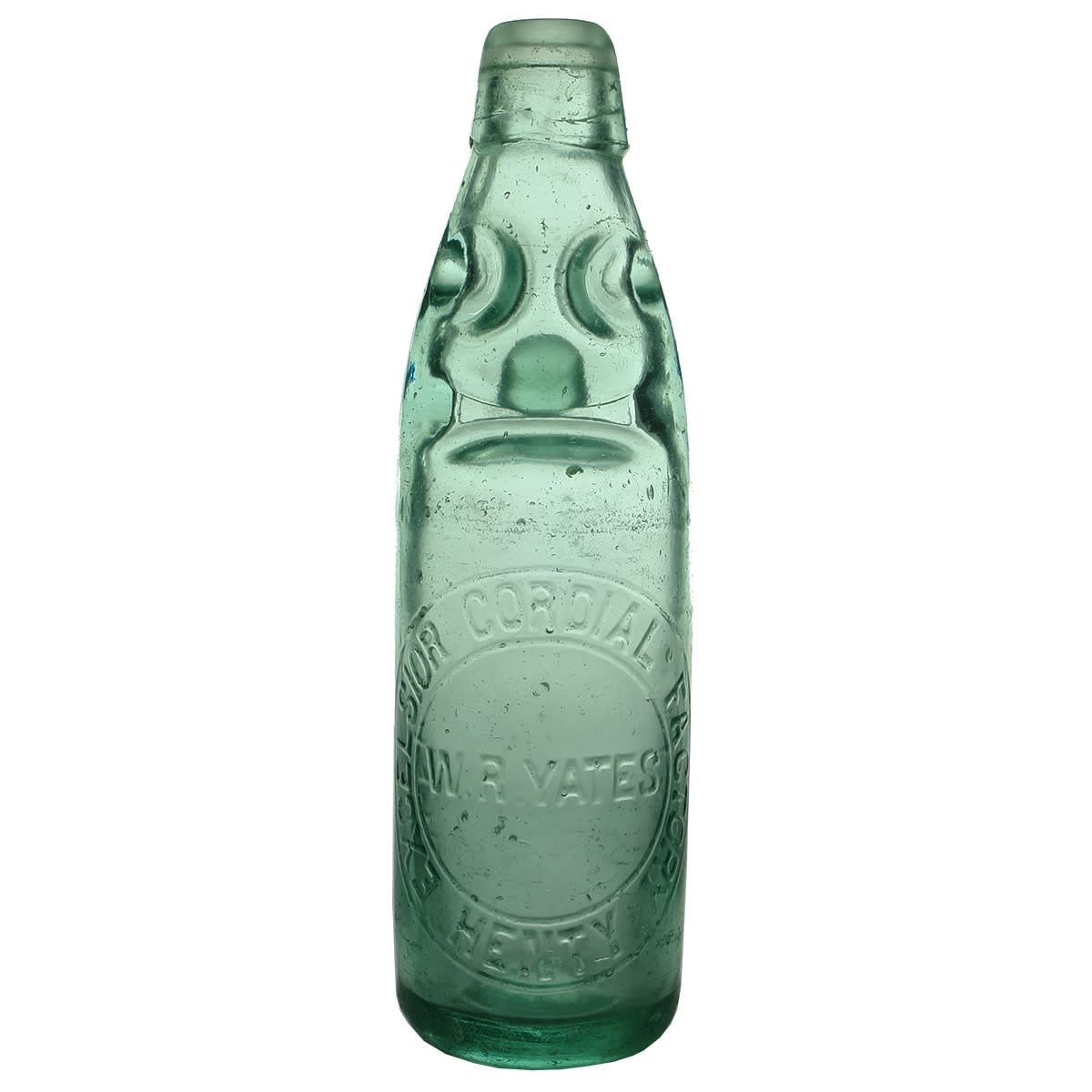 Codd. W. R. Yates, Excelsior Cordial Factory, Henty. Dobson. Aqua. 10 oz. (New South Wales)
