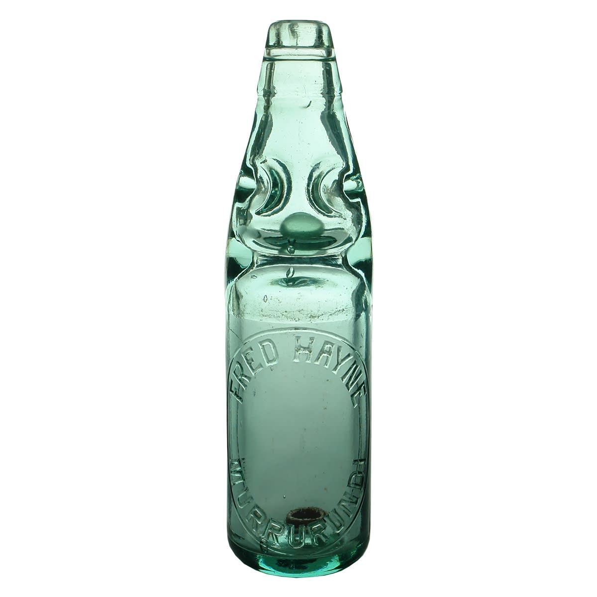 Codd. Fred Hayne, Murrurundi. Aqua. 10 oz. (New South Wales)
