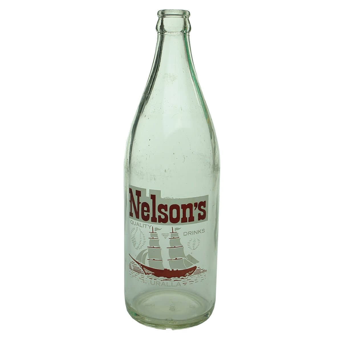 Crown Seal. Nelson's, Uralla. Sailing Ship. Red and White Print. 24 oz. (New South Wales)