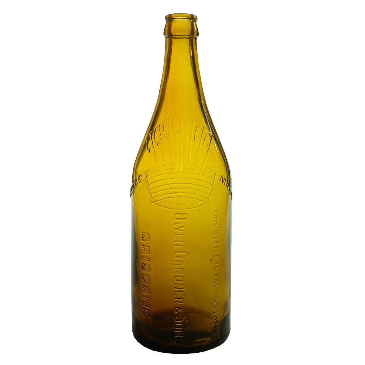 Crown Seal. Owen Gardner & Sons Brisbane. Lighter amber. 24 oz. (Queensland)