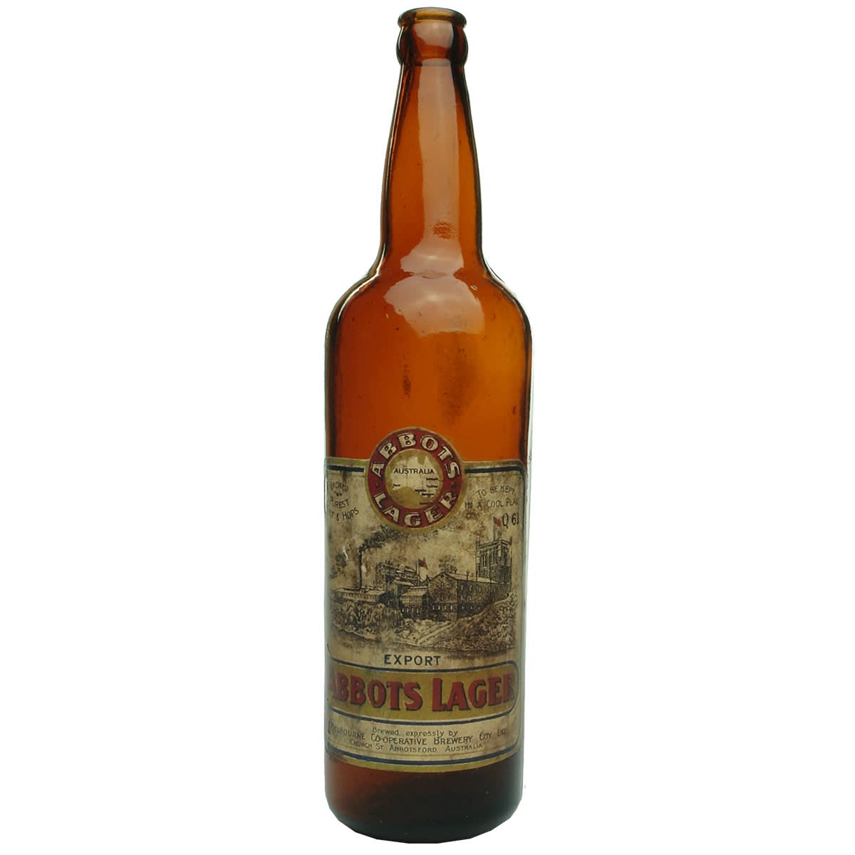 Crown Seal Beer. ABA Shouldered Amber beer. Abbots Lager. Melbourne Co-operative Brewery Abbotsford. (Victoria)