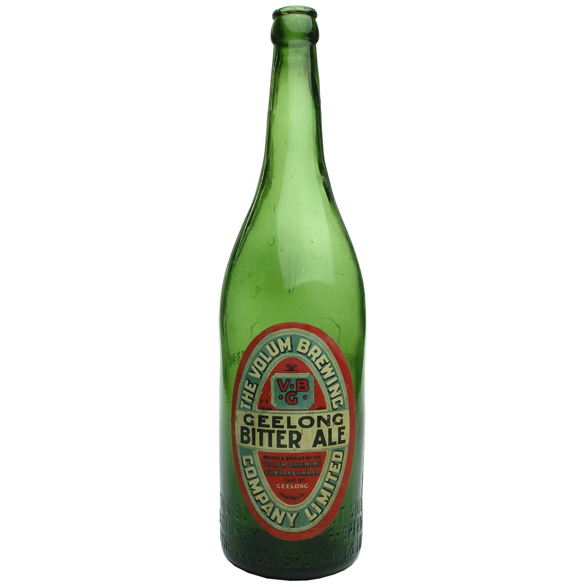 Beer. Volum Brewing Company, Geelong. Crown Seal. Green. 26 oz. Geelong Bitter Ale Label. (Victoria)