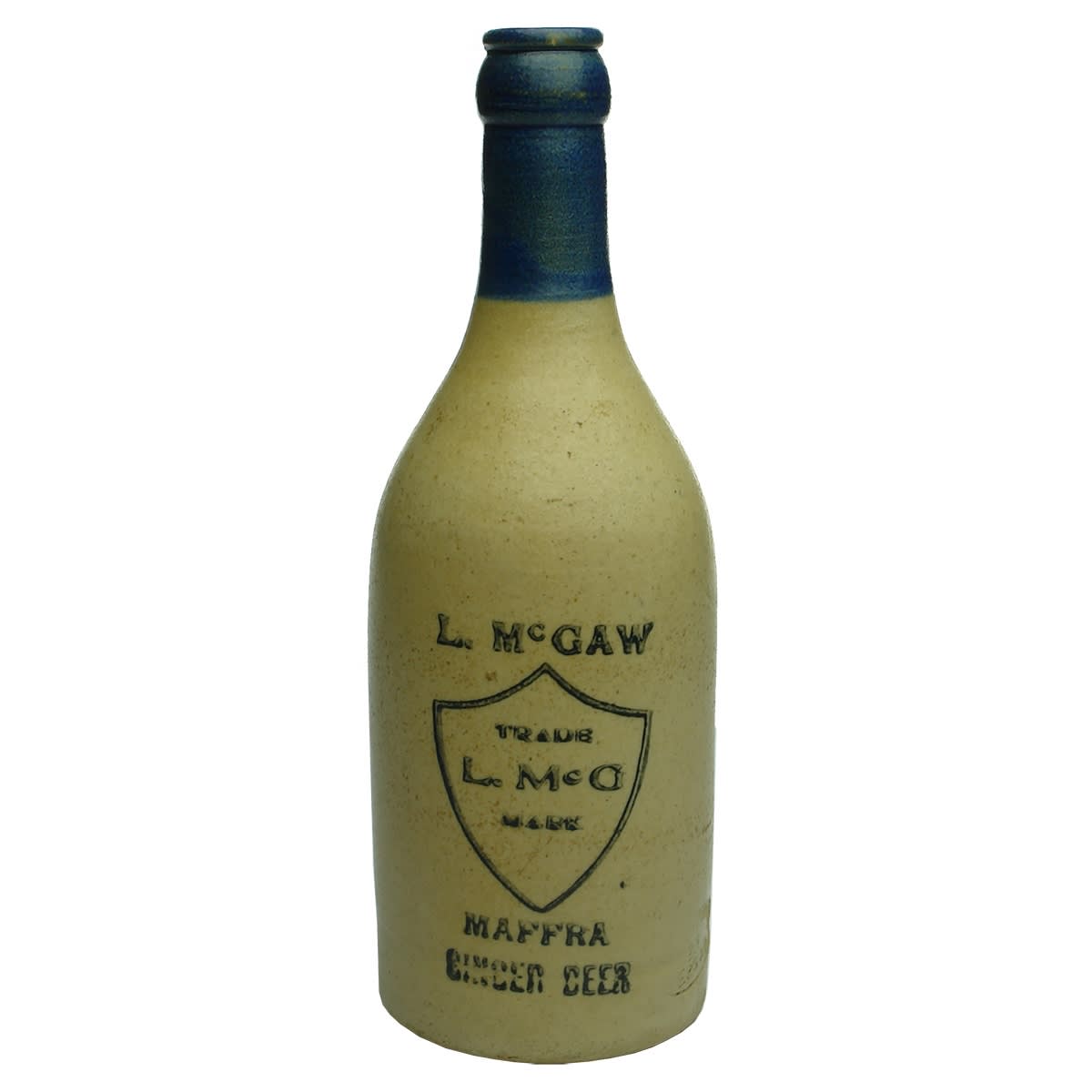 Ginger Beer. L. McGaw, Maffra. Crown Seal. Champagne. Extended Blue Lip. (Victoria)