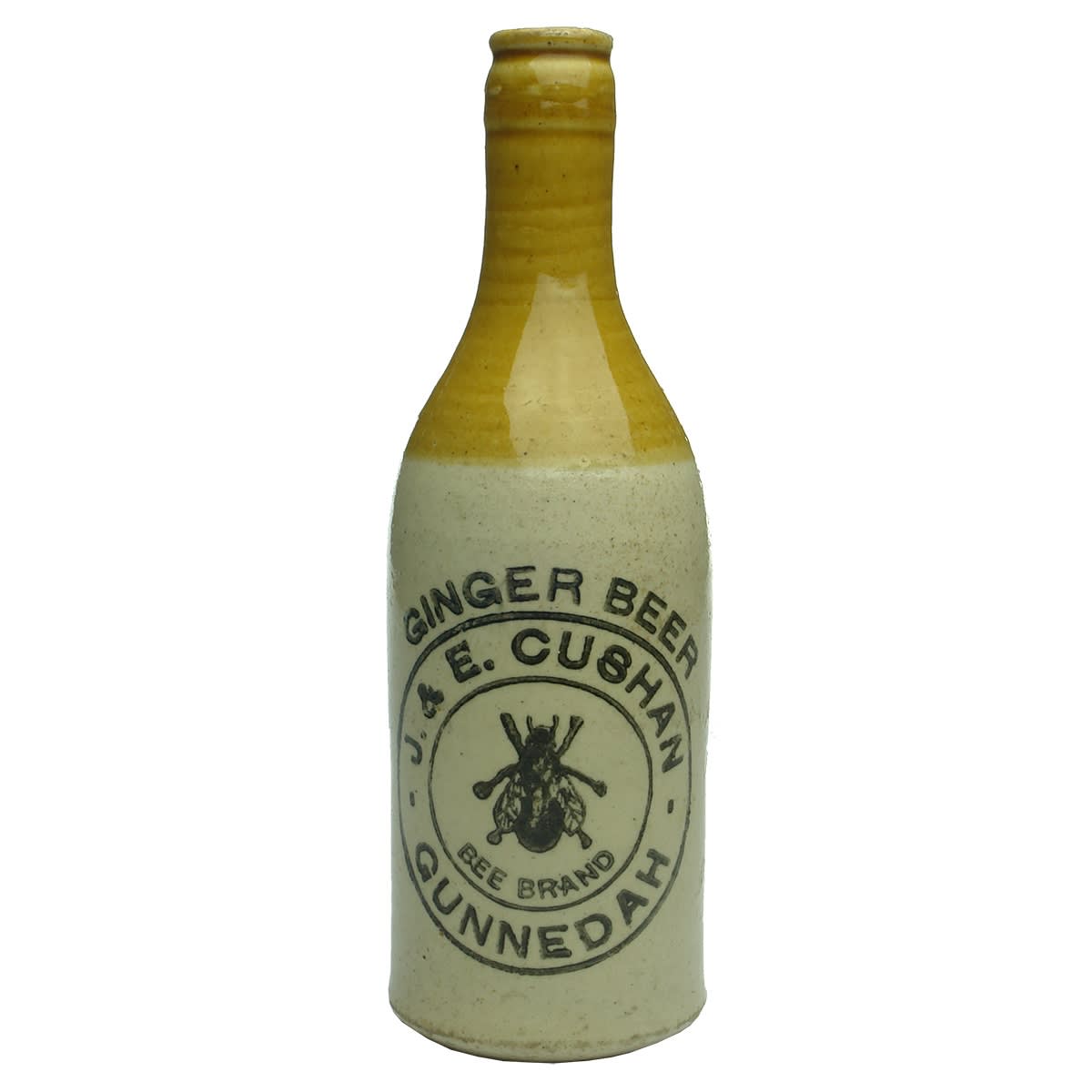 Ginger Beer. J. & E. Cushan, Gunnedah. Bee. Champagne. Crown Seal. Tan Top. (New South Wales)