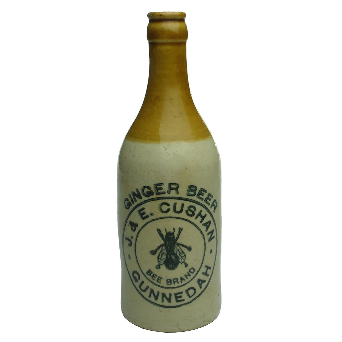 Ginger Beer. J. & E. Cushan, Gunnedah. Champagne. Crown Seal. Tan Top. (New South Wales)