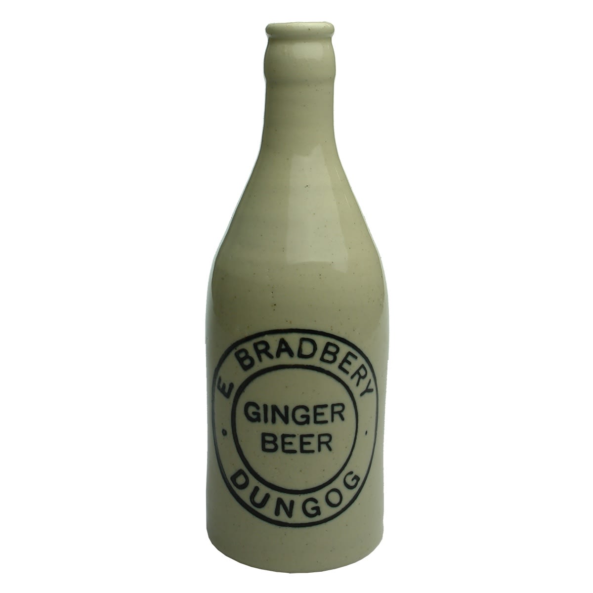 Ginger Beer.  E. Bradbery, Dungog.  Champagne.  Crown seal.  All white. (New South Wales)